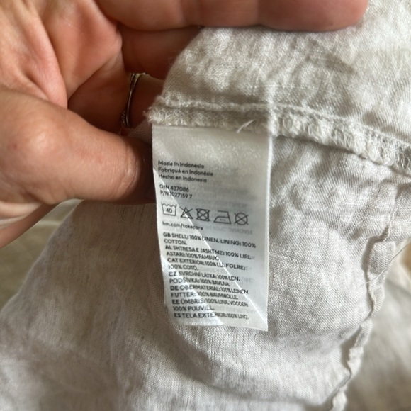 H&M Linen Button-Up Baby Dress 1 1/2-2Y - Picture 3 of 4